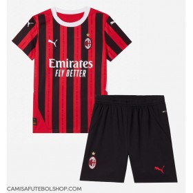 Camisa de time de futebol AC Milan Rafael Leao #10 Replicas 1º Equipamento Infantil 2024-25 Manga Curta (+ Calças curtas)